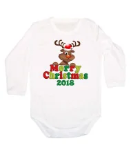 Бебешко боди Коледа Merry Christmas 2018 Deer 1