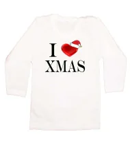 Бебешка тениска Коледа I Love XMAS