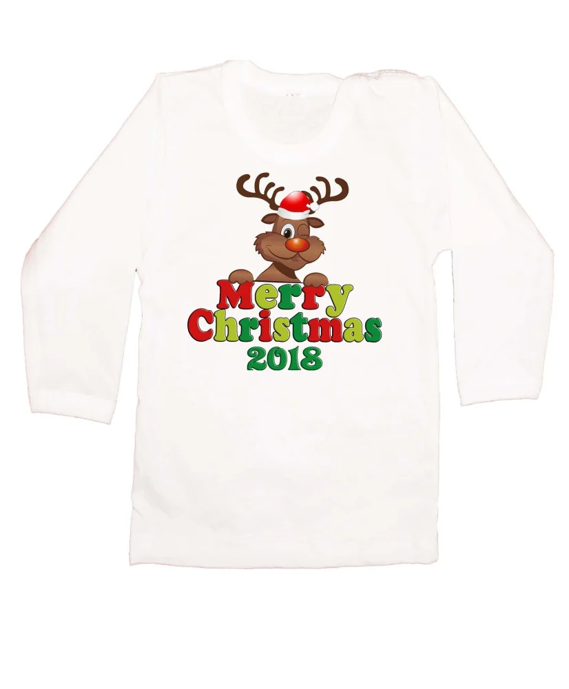 Бебешка тениска Коледа Merry Christmas 2018 DEER 1