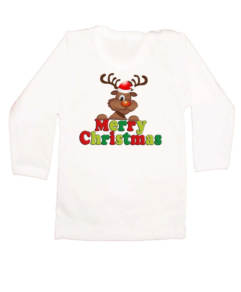 Бебешка тениска Коледа Merry Christmas Deer 1