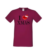 Мъжка тениска Коледа I Love XMAS