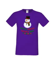 Мъжка тениска Коледа Весела Коледа и честита нова година Snowman