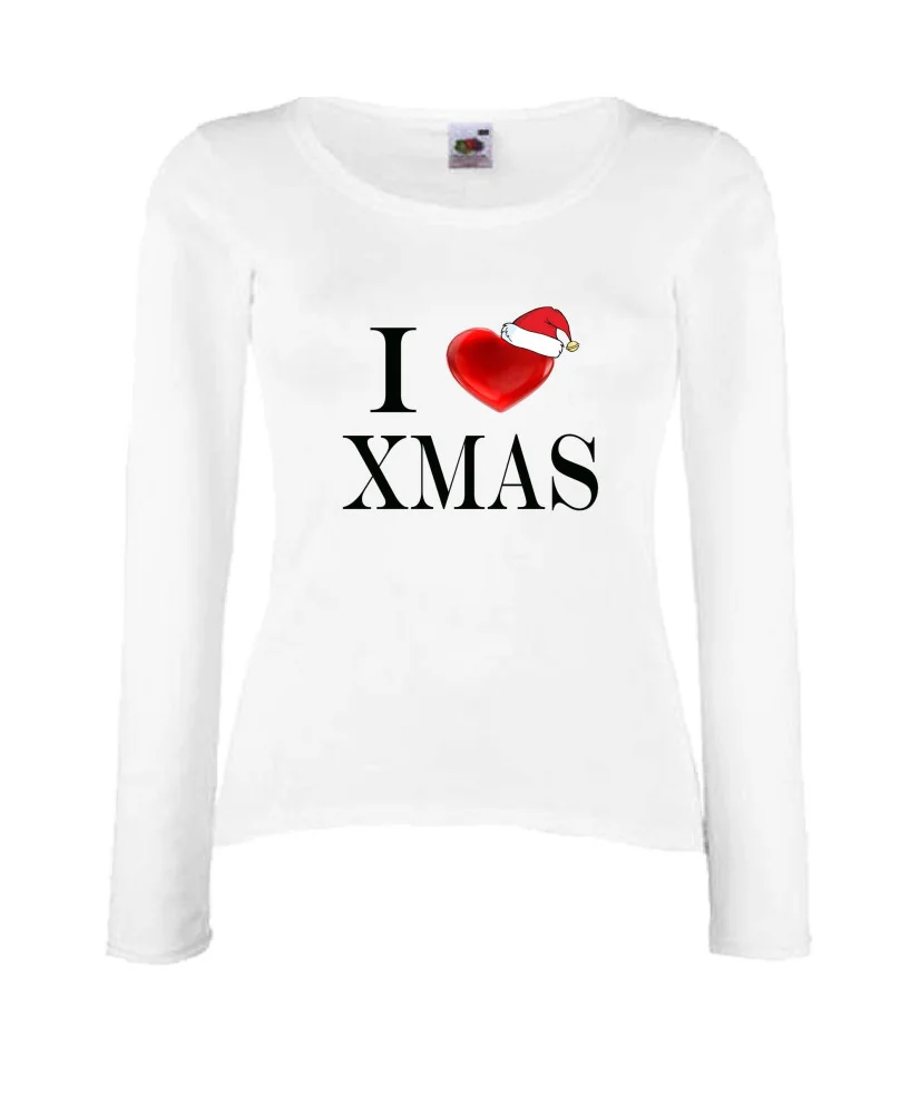 Дамска тениска Коледа I Love XMAS Дамска тениска Коледа I Love XMAS