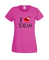 Дамска тениска Коледа I Love XMAS