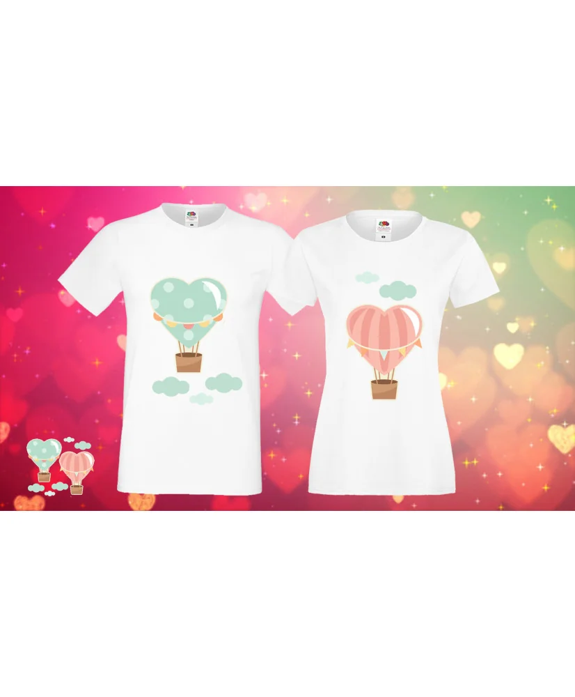 Комплект тениски за влюбени Love heart baloons Комплект тениски за влюбени Love heart baloons
