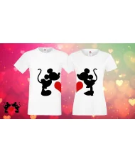 Комплект тениски за влюбени Mickey Minnie mouse heart