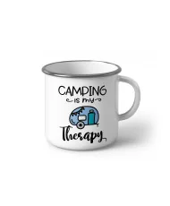Метално Емайлирано канче "Camping is my therapy"
