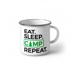 Метално Емайлирано канче "EAT SLEEP CAMP REPEAT"