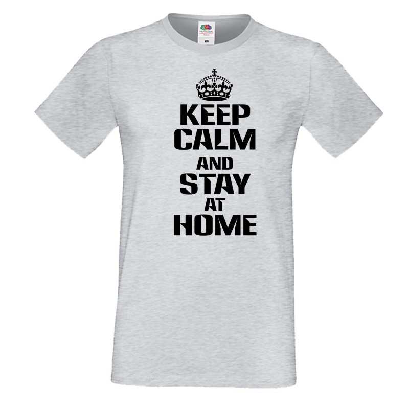 Мъжка тениска Корона вирус Keep Calm and Stay at Home 015 Мъжка тениска Корона вирус Keep Calm and Stay at Home 015
