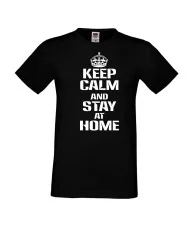 Мъжка тениска Корона вирус Keep Calm and Stay at Home 015
