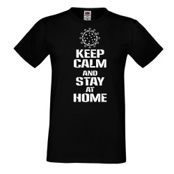 Мъжка тениска Корона вирус Keep Calm and Stay at Home 016