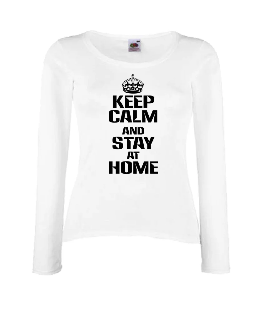 Дамска тениска Корона вирус Keep Calm and Stay at Home 015 Дамска тениска Корона вирус Keep Calm and Stay at Home 015