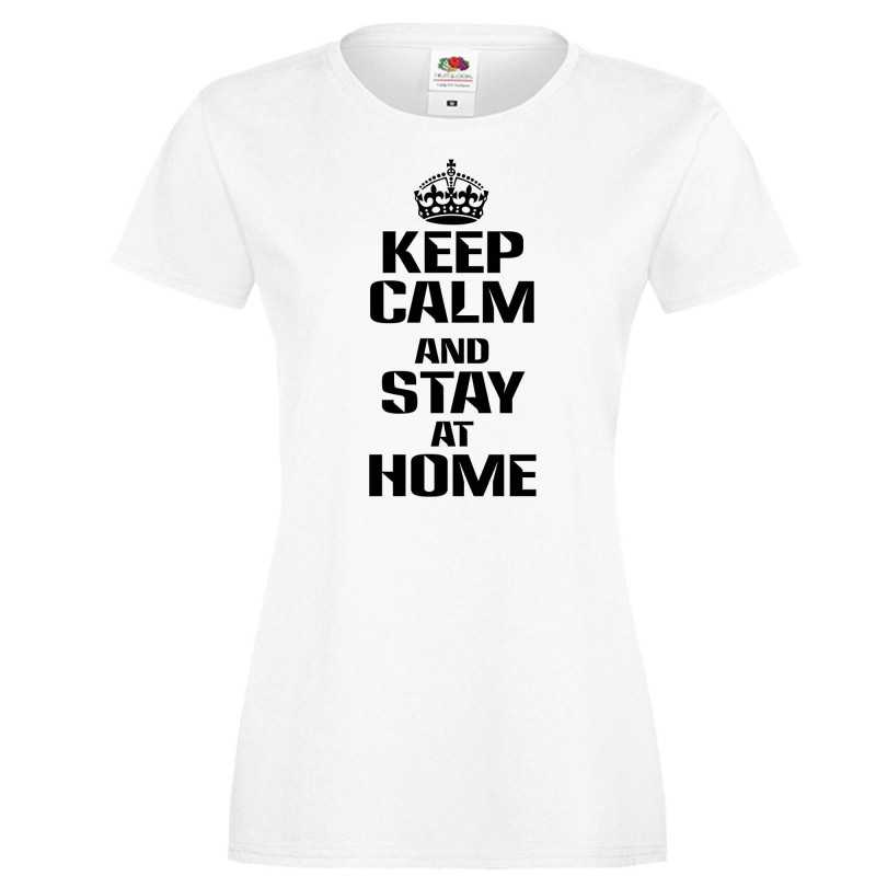 Дамска тениска Корона вирус Keep Calm and Stay at Home 015 Дамска тениска Корона вирус Keep Calm and Stay at Home 015