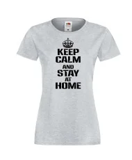 Дамска тениска Корона вирус Keep Calm and Stay at Home 015