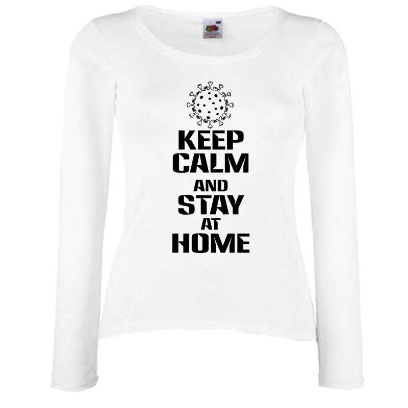 Дамска тениска Корона вирус Keep Calm and Stay at Home 016 Дамска тениска Корона вирус Keep Calm and Stay at Home 016