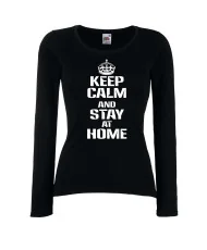 Дамска тениска Корона вирус Keep Calm and Stay at Home 015