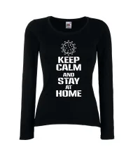 Дамска тениска Корона вирус Keep Calm and Stay at Home 016