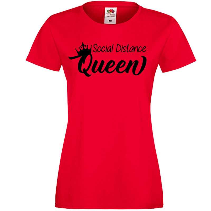 Дамска тениска Корона вирус corona virus COVID-19 Social Distance QUEEN Дамска тениска Корона вирус corona virus COVID-19 Social Distance QUEEN