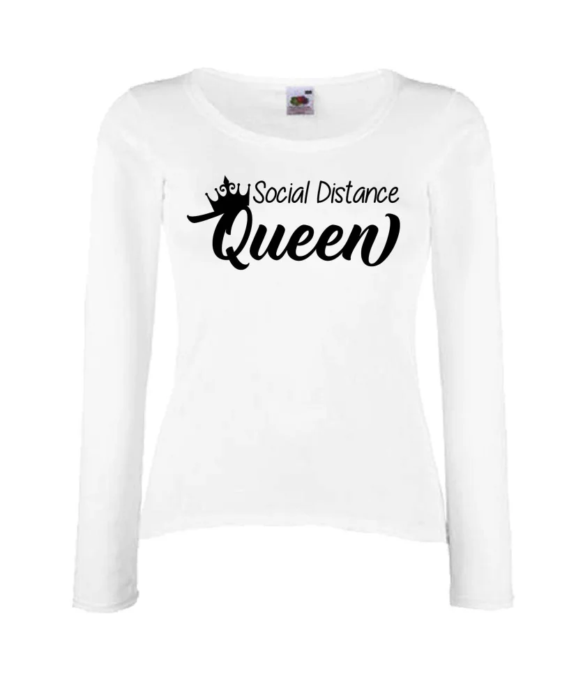 Дамска тениска Корона вирус corona virus COVID-19 Social Distance QUEEN Дамска тениска Корона вирус corona virus COVID-19 Social Distance QUEEN
