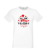 Мъжка тениска Свети Валентин Wine is my Valentine