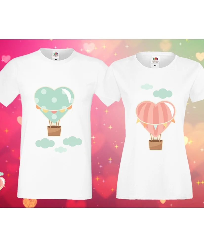 Комплект тениски за влюбени Love heart baloons Комплект тениски за влюбени Love heart baloons