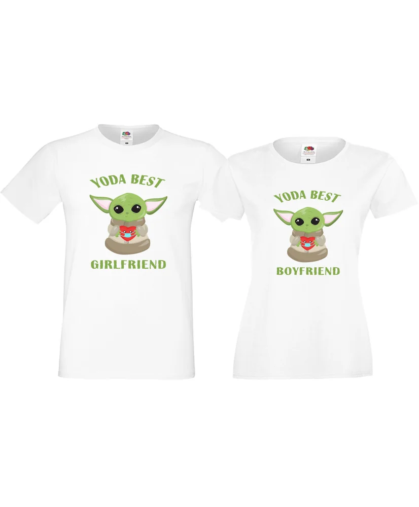 Комплект тениски за влюбени Yoda best girlfriend | boyfriend Комплект тениски за влюбени Yoda best girlfriend | boyfriend