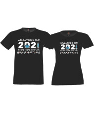 Комплект тениски за влюбени OUR FIRST QUARANTINE Valentine day2021