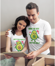 Комплект тениски за влюбени She e my better half Avocados love Авокадо