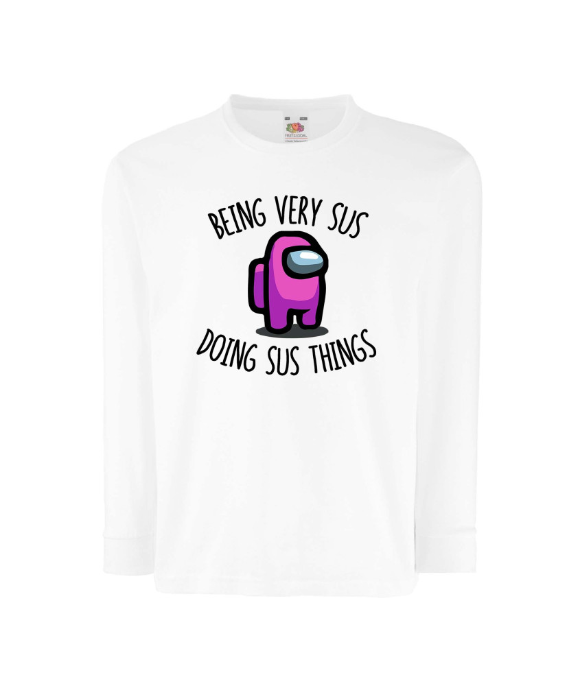 Детска тениска Among Us Being Vey Sus Doing Sus Things Детска тениска Among Us Being Vey Sus Doing Sus Things