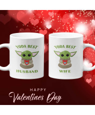 Комплект чаши за влюбени Baby Yoda best wife husband Свети Валентин