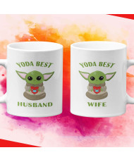 Комплект чаши за влюбени Baby Yoda best wife husband Свети Валентин