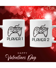 Комплект чаши за влюбени Player 1 player 2 gamers Свети Валентин