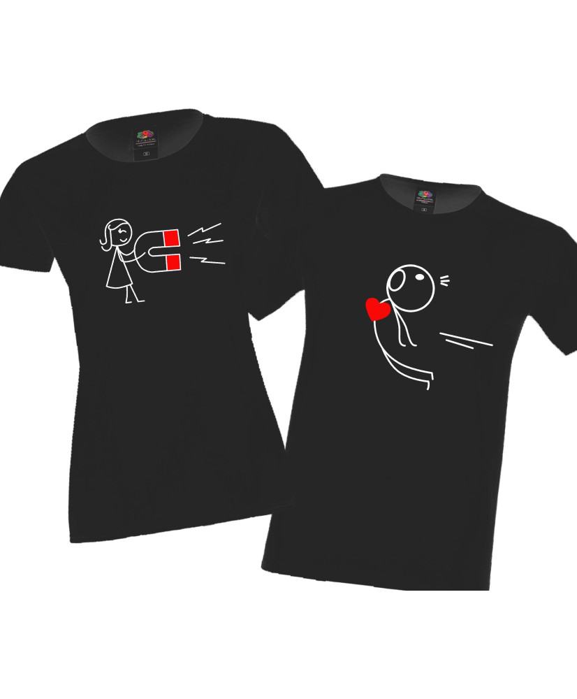 Сърце и магнит Magnet stickman Комплект тениски за влюбени Сърце и магнит Magnet stickman Комплект тениски за влюбени