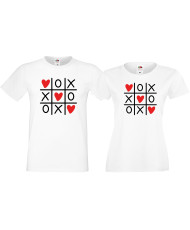 Tic Tac Toe Морски шах сърца Комплект тениски за влюбени
