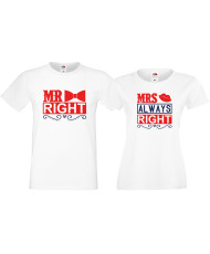 Mr Right Mrs Always Right Комплект тениски за влюбени