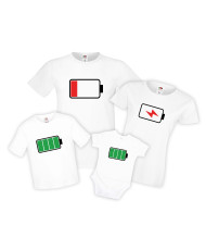 Семеен комплект тениски Battery Mommy Daddy Brother Sister Baby