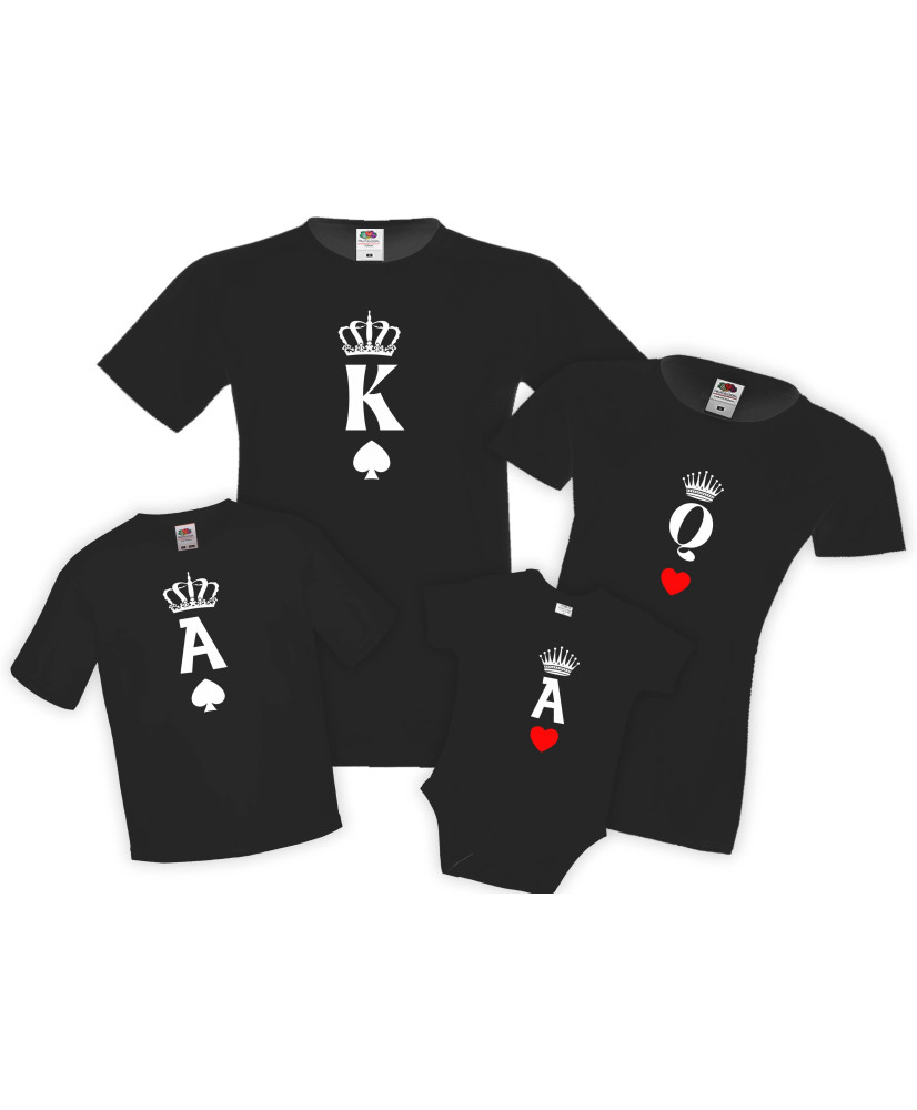 Семеен комплект тениски King Queen Ace Mommy Daddy Brother Sister Baby Семеен комплект тениски King Queen Ace Mommy Daddy Brother Sister Baby