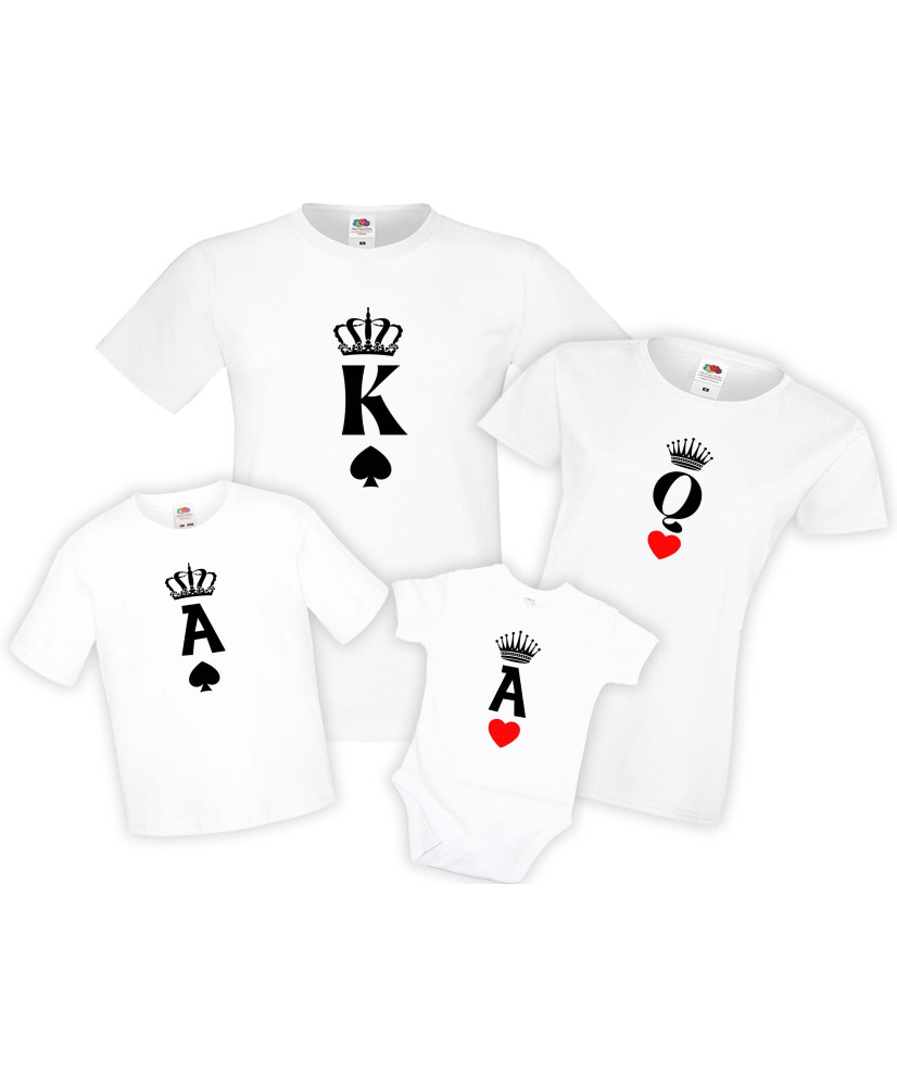 Семеен комплект тениски King Queen Ace Mommy Daddy Brother Sister Baby Семеен комплект тениски King Queen Ace Mommy Daddy Brother Sister Baby