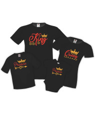 Семеен комплект тениски King Queen prince princess red and golden Mommy Daddy Brother Sister Baby