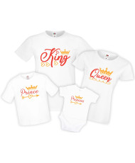 Семеен комплект тениски King Queen prince princess red and golden Mommy Daddy Brother Sister Baby