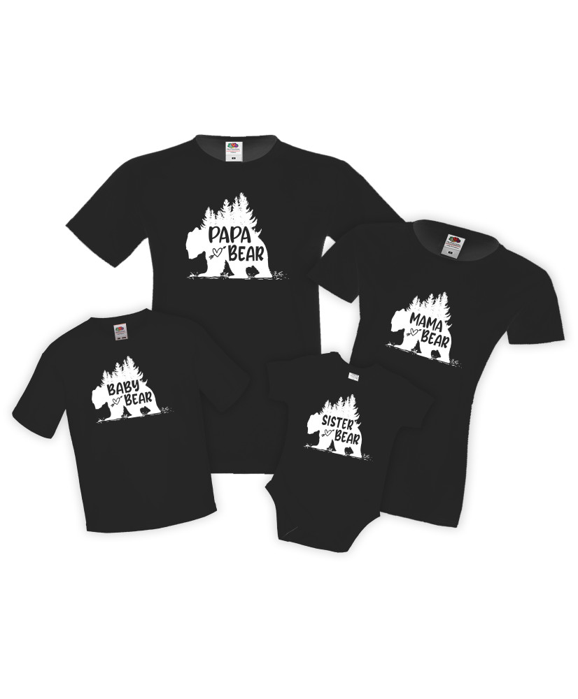 Семеен комплект тениски Mama Papa Sister Brother Baby Bear Forest Mommy Daddy Brother Sister Baby Семеен комплект тениски Mama Papa Sister Brother Baby Bear Forest Mommy Daddy Brother Sister Baby