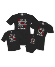 Семеен комплект тениски Tic Tac Toe Love Heart Hashtag Family Mommy Daddy Brother Sister Baby