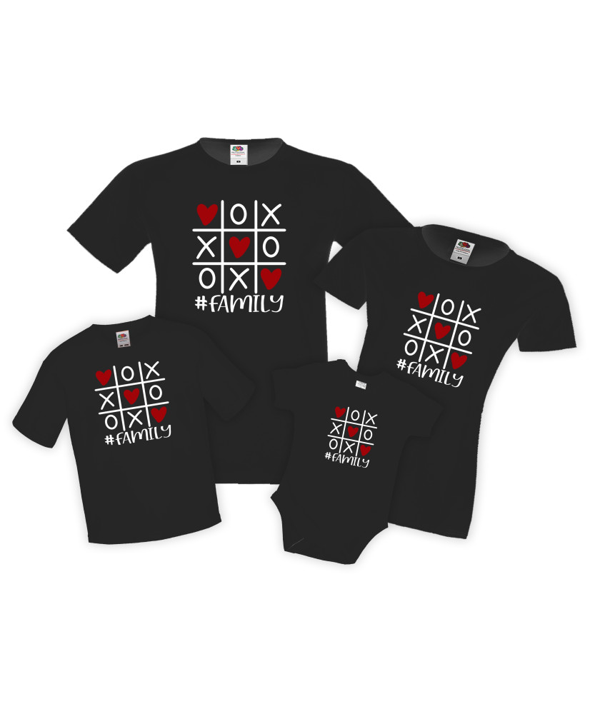 Семеен комплект тениски Tic Tac Toe Love Heart Hashtag Family Mommy Daddy Brother Sister Baby Семеен комплект тениски Tic Tac Toe Love Heart Hashtag Family Mommy Daddy Brother Sister Baby
