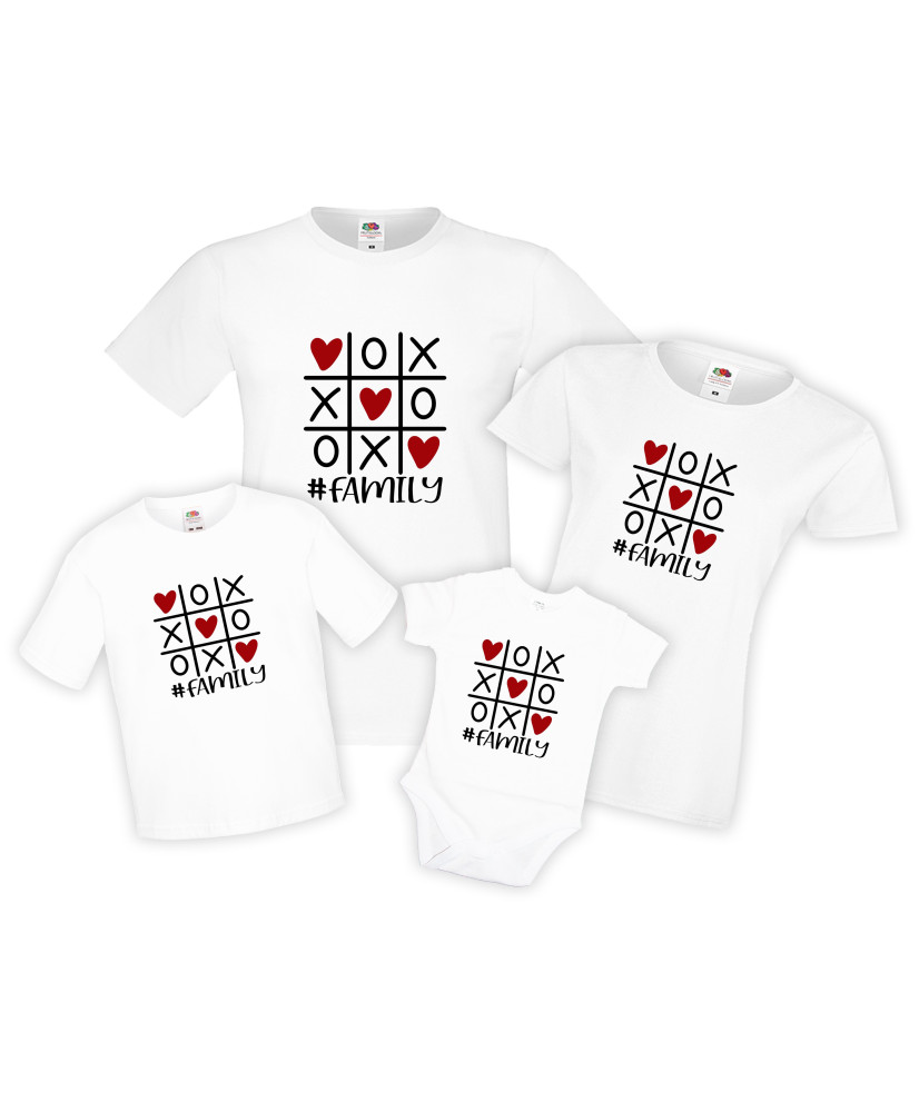 Семеен комплект тениски Tic Tac Toe Love Heart Hashtag Family Mommy Daddy Brother Sister Baby Семеен комплект тениски Tic Tac Toe Love Heart Hashtag Family Mommy Daddy Brother Sister Baby