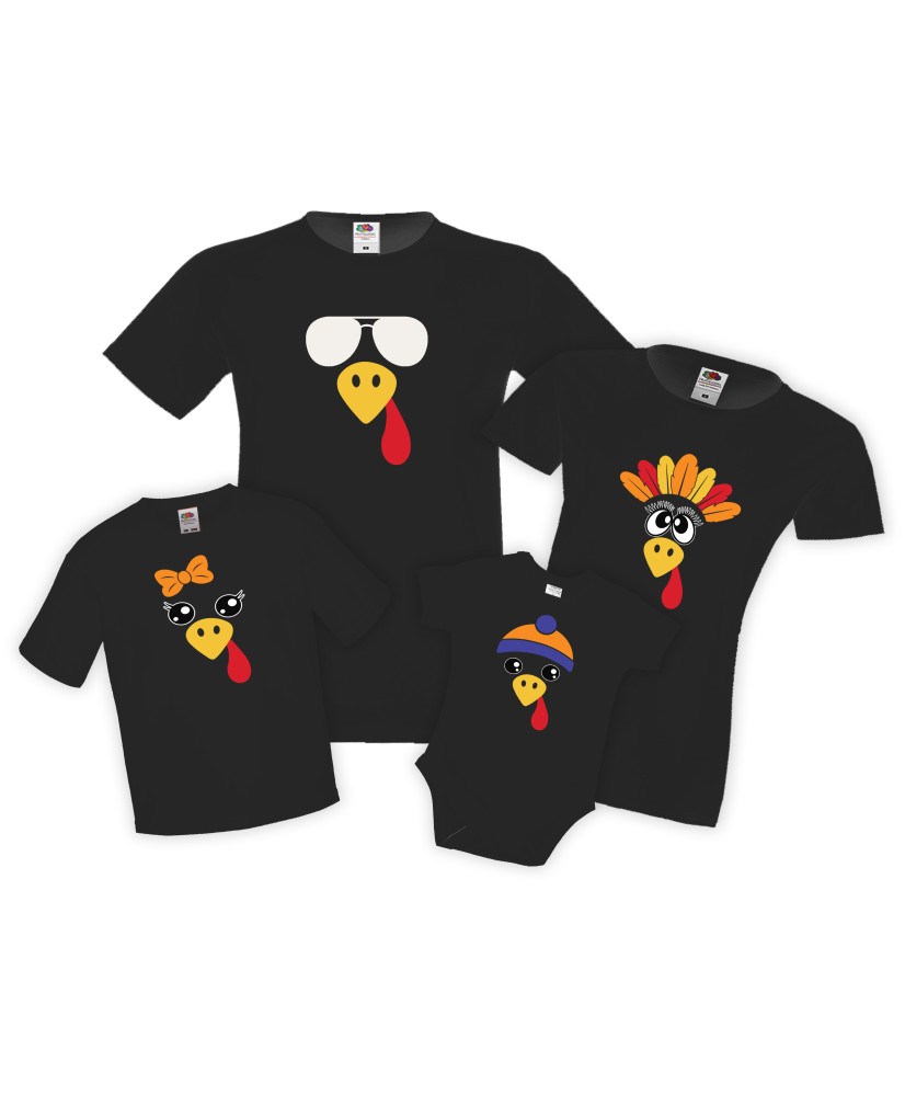 Семеен комплект тениски Turkey Face Thanksgiving Mommy Daddy Brother Sister Baby Семеен комплект тениски Turkey Face Thanksgiving Mommy Daddy Brother Sister Baby