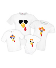 Семеен комплект тениски Turkey Face Thanksgiving Mommy Daddy Brother Sister Baby