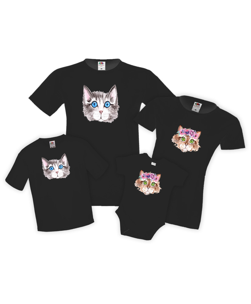 Семеен комплект тениски Watercolor Cats 1 Mommy Daddy Brother Sister Baby Семеен комплект тениски Watercolor Cats 1 Mommy Daddy Brother Sister Baby