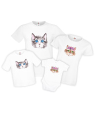 Семеен комплект тениски Watercolor Cats 1 Mommy Daddy Brother Sister Baby