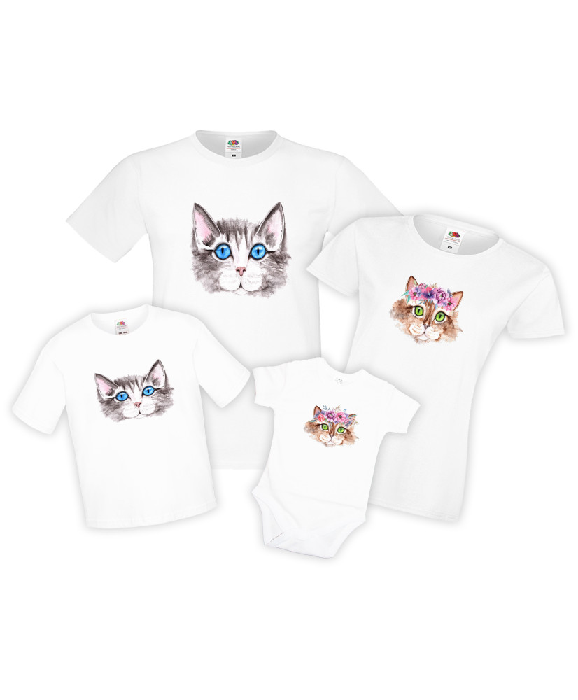 Семеен комплект тениски Watercolor Cats 1 Mommy Daddy Brother Sister Baby Семеен комплект тениски Watercolor Cats 1 Mommy Daddy Brother Sister Baby
