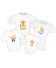 Семеен комплект тениски Watercolor Cats 2 Mommy Daddy Brother Sister Baby